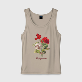 Женская майка хлопок с принтом Пеларгония герань цветы иллюстрация в Петрозаводске, 95% хлопок, 5% эластан |  | герань | комнатное растение | комнатный цветок | красный цветок | пеларгония | цветы