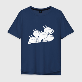 Мужская футболка хлопок Oversize с принтом Компашка зайцев Tuzki в Тюмени, 100% хлопок | свободный крой, круглый ворот, “спинка” длиннее передней части | conpany | ears | hare | paws | team | заяц | компания | лапы | уши