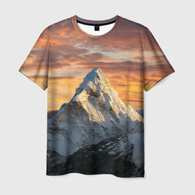 Мужская футболка 3D с принтом Та самая Джомолунгма (Сагарматха)   Everest в Курске, 100% полиэфир | прямой крой, круглый вырез горловины, длина до линии бедер | ice | mountain | sky | snow | top | вершина | гора | лёд | небо | снег