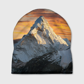 Шапка 3D с принтом Та самая Джомолунгма (Сагарматха)   Everest , 100% полиэстер | универсальный размер, печать по всей поверхности изделия | Тематика изображения на принте: ice | mountain | sky | snow | top | вершина | гора | лёд | небо | снег