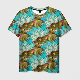 Мужская футболка 3D с принтом абстрактные лепестки цветов в Белгороде, 100% полиэфир | прямой крой, круглый вырез горловины, длина до линии бедер | abstract | абстракция | геометрия | калейдоскоп | линии | паттерн | текстура | узор | узоры