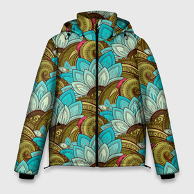 Мужская зимняя куртка 3D с принтом абстрактные лепестки цветов в Новосибирске, верх — 100% полиэстер; подкладка — 100% полиэстер; утеплитель — 100% полиэстер | длина ниже бедра, свободный силуэт Оверсайз. Есть воротник-стойка, отстегивающийся капюшон и ветрозащитная планка. 

Боковые карманы с листочкой на кнопках и внутренний карман на молнии. | Тематика изображения на принте: abstract | абстракция | геометрия | калейдоскоп | линии | паттерн | текстура | узор | узоры