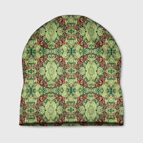 Шапка 3D с принтом Зеленые и коричневые узоры в Тюмени, 100% полиэстер | универсальный размер, печать по всей поверхности изделия | abstract | абстракция | геометрия | калейдоскоп | линии | паттерн | текстура | узор | узоры