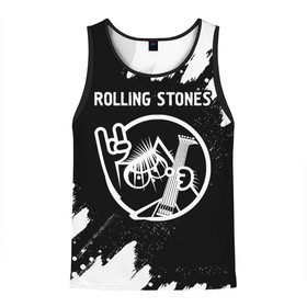 Мужская майка 3D с принтом Rolling Stones   КОТ   Краска в Тюмени, 100% полиэстер | круглая горловина, приталенный силуэт, длина до линии бедра. Пройма и горловина окантованы тонкой бейкой | band | metal | rock | rolling | rolling stones | stones | группа | кот | краска | рок | роллинг | стоунз