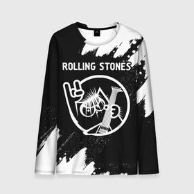 Мужской лонгслив 3D с принтом Rolling Stones   КОТ   Краска в Петрозаводске, 100% полиэстер | длинные рукава, круглый вырез горловины, полуприлегающий силуэт | Тематика изображения на принте: band | metal | rock | rolling | rolling stones | stones | группа | кот | краска | рок | роллинг | стоунз
