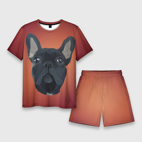 Мужской костюм с шортами 3D с принтом Французский бульдог пиксельный ,  |  | dog | бульдог | дог | домашние животные | собака | собаки | французский бульдог
