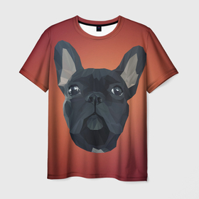 Мужская футболка 3D с принтом Французский бульдог пиксельный , 100% полиэфир | прямой крой, круглый вырез горловины, длина до линии бедер | dog | бульдог | дог | домашние животные | собака | собаки | французский бульдог