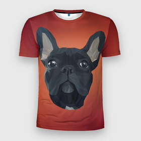 Мужская футболка 3D Slim с принтом Французский бульдог пиксельный в Петрозаводске, 100% полиэстер с улучшенными характеристиками | приталенный силуэт, круглая горловина, широкие плечи, сужается к линии бедра | dog | бульдог | дог | домашние животные | собака | собаки | французский бульдог