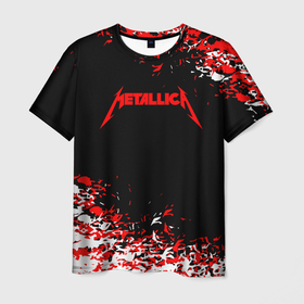 Мужская футболка 3D с принтом metallica | текстура белая красная , 100% полиэфир | прямой крой, круглый вырез горловины, длина до линии бедер | lyrics | metallica | metallica live | music | pop | rock | кот | котэ | металлика | музыка | рок