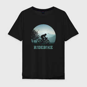 Мужская футболка хлопок Oversize с принтом RideBike в Тюмени, 100% хлопок | свободный крой, круглый ворот, “спинка” длиннее передней части | bike | cycling | ride | velo | велосипед