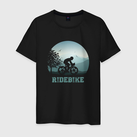 Мужская футболка хлопок с принтом RideBike в Белгороде, 100% хлопок | прямой крой, круглый вырез горловины, длина до линии бедер, слегка спущенное плечо. | bike | cycling | ride | velo | велосипед