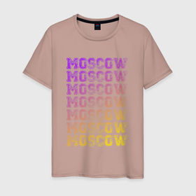 Мужская футболка хлопок с принтом Москва центр в Кировске, 100% хлопок | прямой крой, круглый вырез горловины, длина до линии бедер, слегка спущенное плечо. | moscow | город | москва | радуга | столица