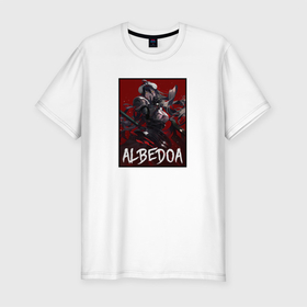 Мужская футболка хлопок Slim с принтом Альбедо арт в Белгороде, 92% хлопок, 8% лайкра | приталенный силуэт, круглый вырез ворота, длина до линии бедра, короткий рукав | albedo | anime | overlord | альбедо | аниме | анимэ | повелитель