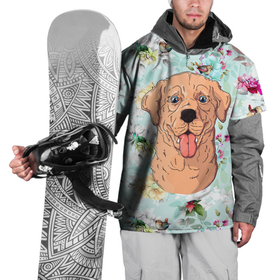 Накидка на куртку 3D с принтом Морда  пса с высунутым языком , 100% полиэстер |  | пес | песик | собака | собачка | язык
