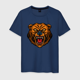 Мужская футболка хлопок с принтом Морда  медведя в Курске, 100% хлопок | прямой крой, круглый вырез горловины, длина до линии бедер, слегка спущенное плечо. | bear | зверь | медведь | мишка | хищник
