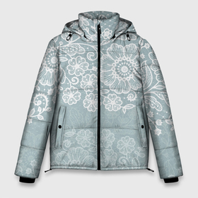 Мужская зимняя куртка 3D с принтом Свадебное кружево в Екатеринбурге, верх — 100% полиэстер; подкладка — 100% полиэстер; утеплитель — 100% полиэстер | длина ниже бедра, свободный силуэт Оверсайз. Есть воротник-стойка, отстегивающийся капюшон и ветрозащитная планка. 

Боковые карманы с листочкой на кнопках и внутренний карман на молнии. | fashion | lace | provence | vintage | ветви | ветки | винтаж | винтажный стиль | гипюр | завитки | кружева | кружевной узор | кружево | лепестки | невеста | орнамент | прованс | растения | роспись | свадебное кружево
