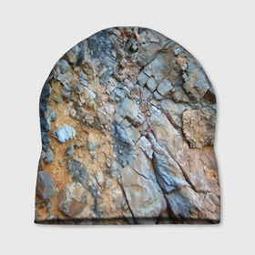 Шапка 3D с принтом Скала   Текстура в Тюмени, 100% полиэстер | универсальный размер, печать по всей поверхности изделия | abstraction | mountain | rock | stone | texture | абстракция | гора | камень | скала | текстура
