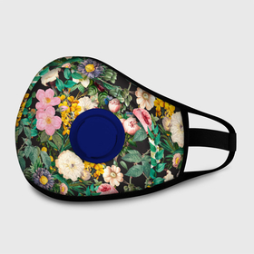 Маска из неопрена с принтом Паттерн из летних цветов | Summer Flowers Pattern в Рязани, неопрен 100% | Форма огибающая нос. Резинки для ушей с дополнительной резинкой на затылке. Клапан для выдоха для активного дыхания при занятиях спортом. Эластичный материал маски и окантовки для лучшего растяжения и прилегания маски.  | bouquet | collage | floral | flower | leafs | spring | акварель | акварельные цветы | букет цветов | весна | зелень | коллаж | летние цветы | летний узор | лето | листья | пион | пионы | рисунок цветов | розы | ромашки