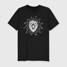 Мужская футболка хлопок Slim с принтом Зодиакальный Лев в Санкт-Петербурге, 92% хлопок, 8% лайкра | приталенный силуэт, круглый вырез ворота, длина до линии бедра, короткий рукав | aquarius | horoscope | leo | астрология | зведы | знак зодиака | лев | символ