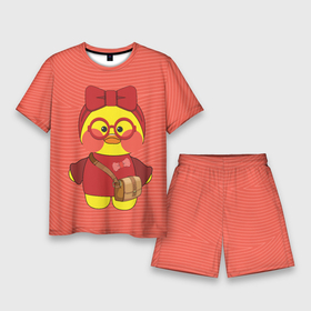 Мужской костюм с шортами 3D с принтом Лалафанфан в красных очках в Санкт-Петербурге,  |  | lalafanfan duck | игрушка | лалафанфан | птица | утка | уточка