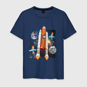 Мужская футболка хлопок с принтом Космические котики | Space Cats в Курске, 100% хлопок | прямой крой, круглый вырез горловины, длина до линии бедер, слегка спущенное плечо. | Тематика изображения на принте: cat | collage | earth | kitten | kitty | moon | planet | planets | pussycat | rocket | ufo | universe | киса | кисы | коллаж | космический арт | космос | кот | коте | коты пришельцы | котэ | котяра | котяры | котята | кошка | луна | нло | планета