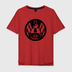 Мужская футболка хлопок Oversize с принтом Омега 7. в Курске, 100% хлопок | свободный крой, круглый ворот, “спинка” длиннее передней части | scp | знак | логотип | надпись | омега 7 | оперативные группы | шкатулка пандоры