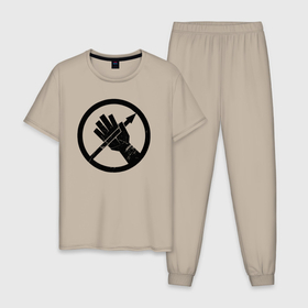 Мужская пижама хлопок с принтом Альфа 1. в Курске, 100% хлопок | брюки и футболка прямого кроя, без карманов, на брюках мягкая резинка на поясе и по низу штанин
 | scp | альфа 1 | багряная десница | знак | логотип | надпись | оперативные группы