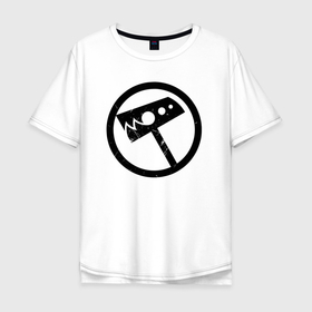 Мужская футболка хлопок Oversize с принтом Ню 7. в Петрозаводске, 100% хлопок | свободный крой, круглый ворот, “спинка” длиннее передней части | scp | знак | логотип | надпись | ню 7 | оперативные группы | удар молота