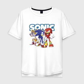 Мужская футболка хлопок Oversize с принтом Sonic   Heroes   Video game , 100% хлопок | свободный крой, круглый ворот, “спинка” длиннее передней части | hedgehog | heroes | sonic | video game | видеоигра | герои | ёжик | персонажи | соник