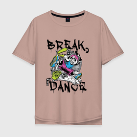 Мужская футболка хлопок Oversize с принтом Погружение в Брейк Данс в Новосибирске, 100% хлопок | свободный крой, круглый ворот, “спинка” длиннее передней части | break | dance | брейк | данс | стиль | тинейджер | урбан | хип хоп