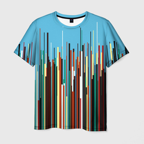 Мужская футболка 3D с принтом Красочный растр   Fashion в Тюмени, 100% полиэфир | прямой крой, круглый вырез горловины, длина до линии бедер | abstraction | color | fashion | raster | rhythm | style | абстракция | мода | растр | ритм | стиль | цвет