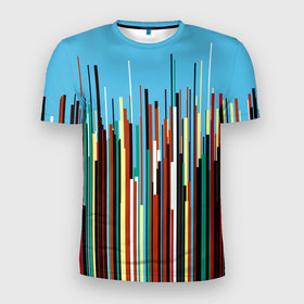 Мужская футболка 3D Slim с принтом Красочный растр   Fashion в Курске, 100% полиэстер с улучшенными характеристиками | приталенный силуэт, круглая горловина, широкие плечи, сужается к линии бедра | abstraction | color | fashion | raster | rhythm | style | абстракция | мода | растр | ритм | стиль | цвет