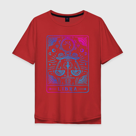 Мужская футболка хлопок Oversize с принтом Весы фиолетово синий астро в Белгороде, 100% хлопок | свободный крой, круглый ворот, “спинка” длиннее передней части | horoscope | libra | астрология | весы | гороскоп | зведы | знак зодиака | символ