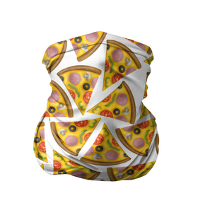 Бандана-труба 3D с принтом Кусочки вкусной пиццы в Новосибирске, 100% полиэстер, ткань с особыми свойствами — Activecool | плотность 150‒180 г/м2; хорошо тянется, но сохраняет форму | кусочки | маргарита | пицца | помидоры | треугольник