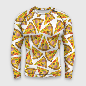Мужской рашгард 3D с принтом Кусочки вкусной пиццы в Курске,  |  | кусочки | маргарита | пицца | помидоры | треугольник