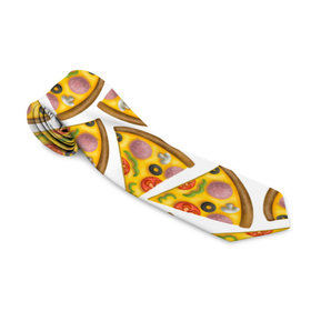 Галстук 3D с принтом Кусочки вкусной пиццы в Белгороде, 100% полиэстер | Длина 148 см; Плотность 150-180 г/м2 | Тематика изображения на принте: кусочки | маргарита | пицца | помидоры | треугольник