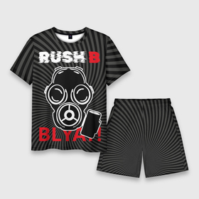 Мужской костюм с шортами 3D с принтом RUSH B (в противогазе) ,  |  | counter strike | cs | игры | киберспорт | мемы