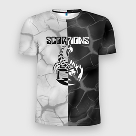 Мужская футболка 3D Slim с принтом SCORPIONS. в Екатеринбурге, 100% полиэстер с улучшенными характеристиками | приталенный силуэт, круглая горловина, широкие плечи, сужается к линии бедра | klaus meine | rock | scorpions | scorpions live | scorpions send me an angel | scorpions wind of change