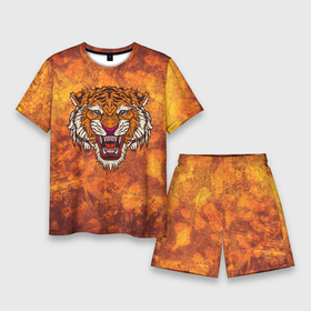 Мужской костюм с шортами 3D с принтом Пустынный тигр в Курске,  |  | бенгальский | большая | джунгли | кошка | оранжевая | оскал | полосатый | пятнистая | сибирский | тигр | хищник | хозяин | царь