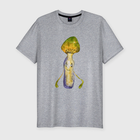 Мужская футболка хлопок Slim с принтом Психоделический гриб в Курске, 92% хлопок, 8% лайкра | приталенный силуэт, круглый вырез ворота, длина до линии бедра, короткий рукав | Тематика изображения на принте: гриб | корень | корнешон | психоделика | психоделический