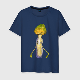 Мужская футболка хлопок с принтом Психоделический гриб в Курске, 100% хлопок | прямой крой, круглый вырез горловины, длина до линии бедер, слегка спущенное плечо. | Тематика изображения на принте: гриб | корень | корнешон | психоделика | психоделический