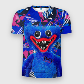 Мужская футболка 3D Slim с принтом Poppy на абстрактном фоне в Санкт-Петербурге, 100% полиэстер с улучшенными характеристиками | приталенный силуэт, круглая горловина, широкие плечи, сужается к линии бедра | poppy | poppy playtime | видеоигры | талисман | хагги вагги | чудовище