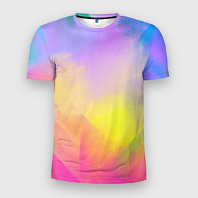 Мужская футболка 3D Slim с принтом Красочный неон в Санкт-Петербурге, 100% полиэстер с улучшенными характеристиками | приталенный силуэт, круглая горловина, широкие плечи, сужается к линии бедра | детство | летнее настроение | лето | сочные краски | яркие цвета