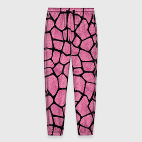 Мужские брюки 3D с принтом Шерсть розового жирафа в Новосибирске, 100% полиэстер | манжеты по низу, эластичный пояс регулируется шнурком, по бокам два кармана без застежек, внутренняя часть кармана из мелкой сетки | жираф | пятно | текстура | шерсть
