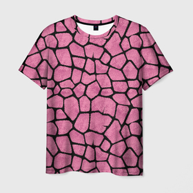 Мужская футболка 3D с принтом Шерсть розового жирафа в Тюмени, 100% полиэфир | прямой крой, круглый вырез горловины, длина до линии бедер | жираф | пятно | текстура | шерсть