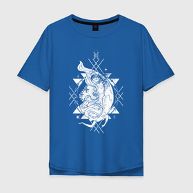 Мужская футболка хлопок Oversize с принтом По зодиаку Рыбы в Екатеринбурге, 100% хлопок | свободный крой, круглый ворот, “спинка” длиннее передней части | aquarius | horoscope | pisces | астрология | зведы | знак зодиака | рыбы | символ