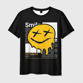 Мужская футболка 3D с принтом Улыбайся, несмотря ни на что в Белгороде, 100% полиэфир | прямой крой, круглый вырез горловины, длина до линии бедер | smile | смайлик | улыбка | урбан | эмодзи | эмоция