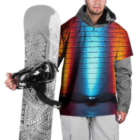 Накидка на куртку 3D с принтом Кирпичная стена   Неон в Тюмени, 100% полиэстер |  | brick | color | luminaire | neon | wall | кирпич | неон | светильники | стена | цвет