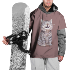 Накидка на куртку 3D с принтом Недовольный котик | Disgruntled cat , 100% полиэстер |  | animal | cat | pet | бежевый фон | домашнее животное | животное | животные | зверек | звери | зверь | интересные иллюстрации | кот | котейка | коти | котик | кошара | кошка | недовольный к | прикольные картинки