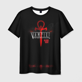 Мужская футболка 3D с принтом BloodHunt в Петрозаводске, 100% полиэфир | прямой крой, круглый вырез горловины, длина до линии бедер | blood | hunt | вампиры | королевская битва